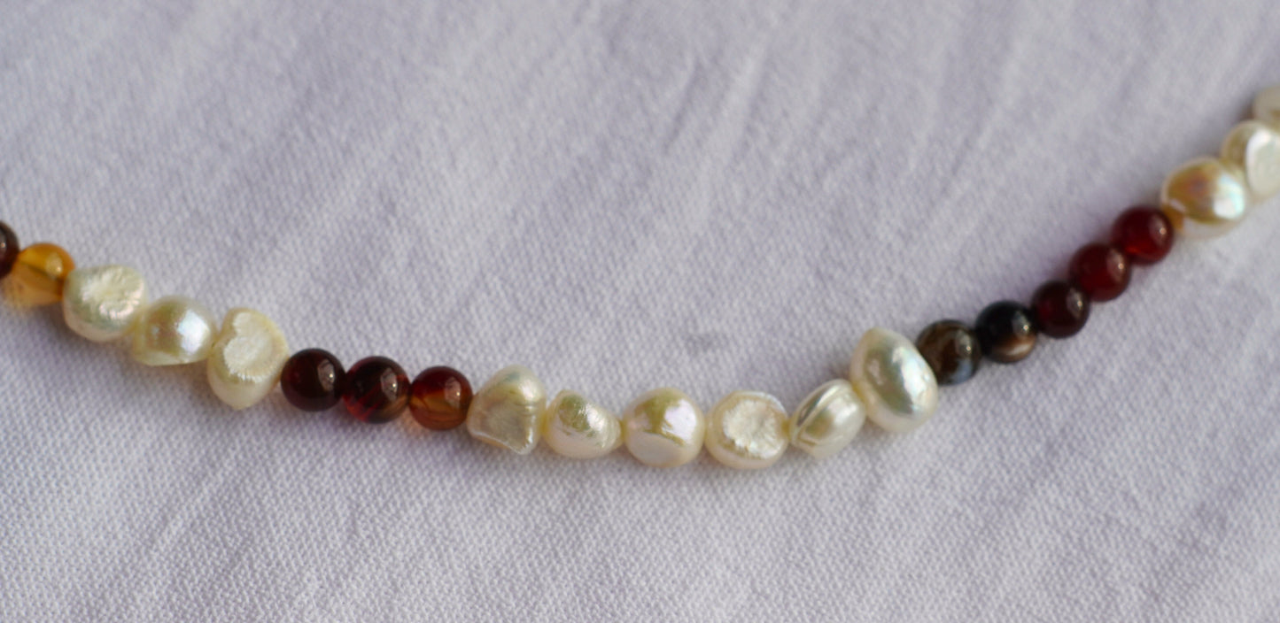 Fresh Water Pearl & Dream Agate Men's Necklace