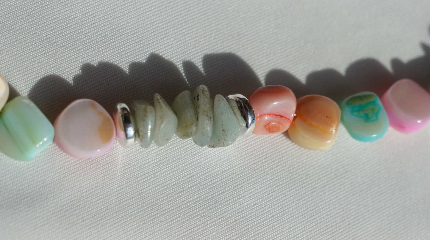 Colourful Shell & Aquamarine Beads Necklace