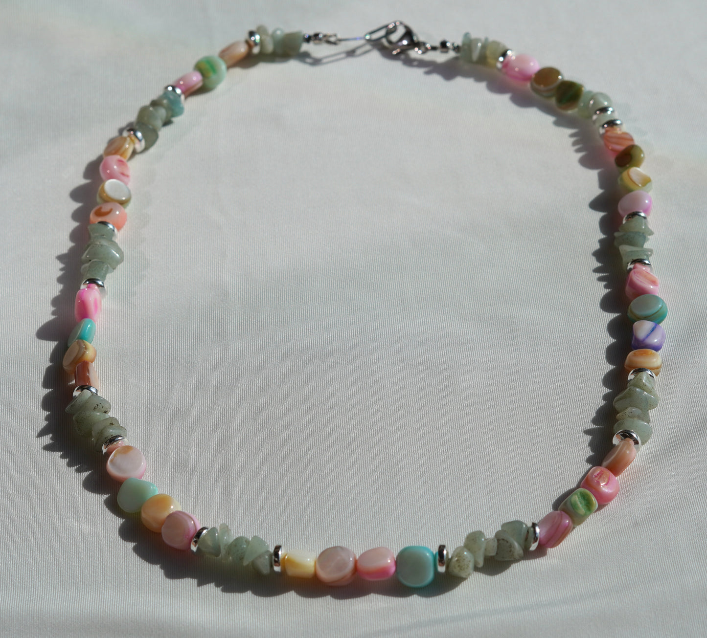 Colourful Shell & Aquamarine Beads Necklace
