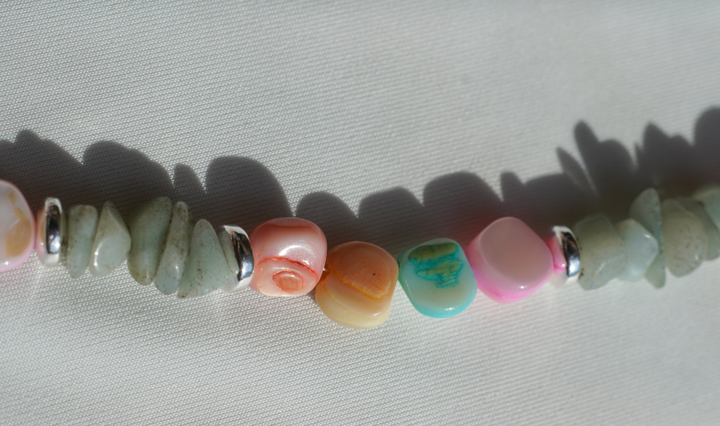 Colourful Shell & Aquamarine Beads Necklace