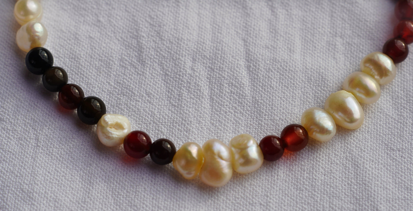 Fresh Water Pearl & Dream Agate Men's Necklace