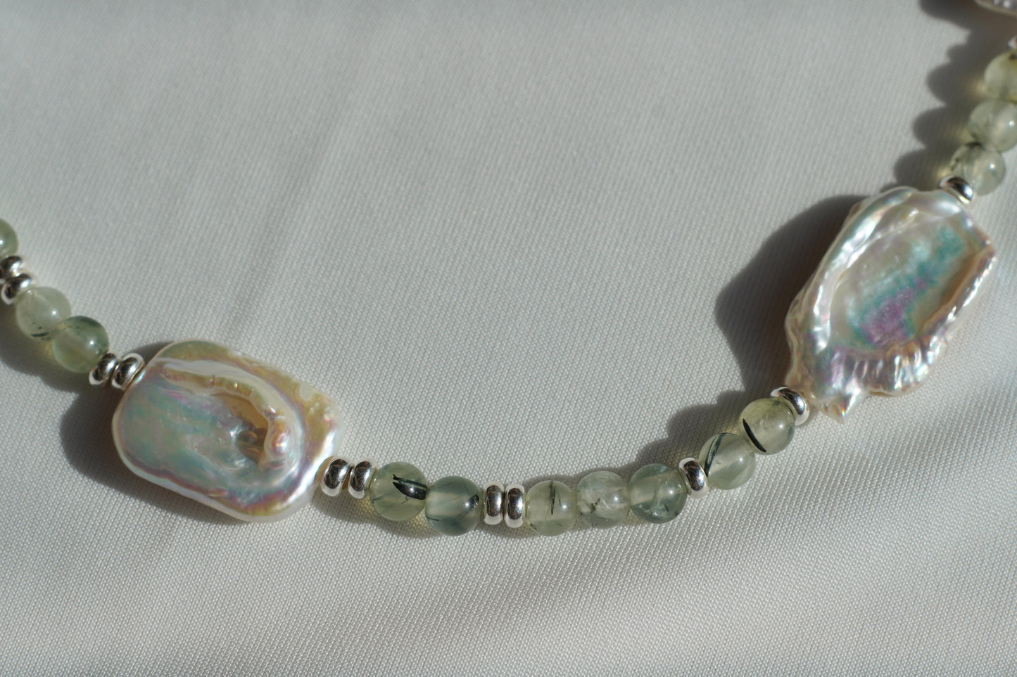 Prehnite & Fresh Water Pearl