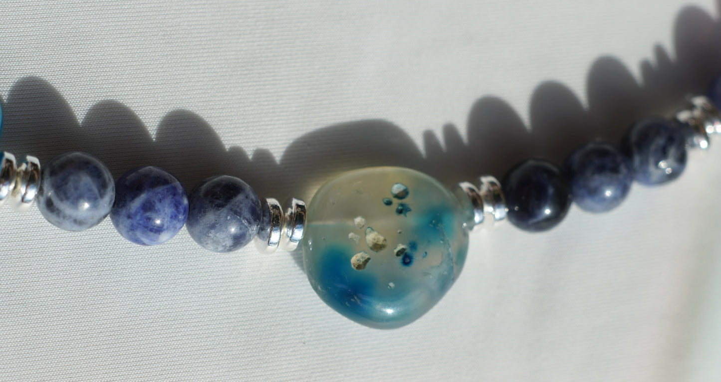 Sodalite & Agate Gawa Blue Necklace