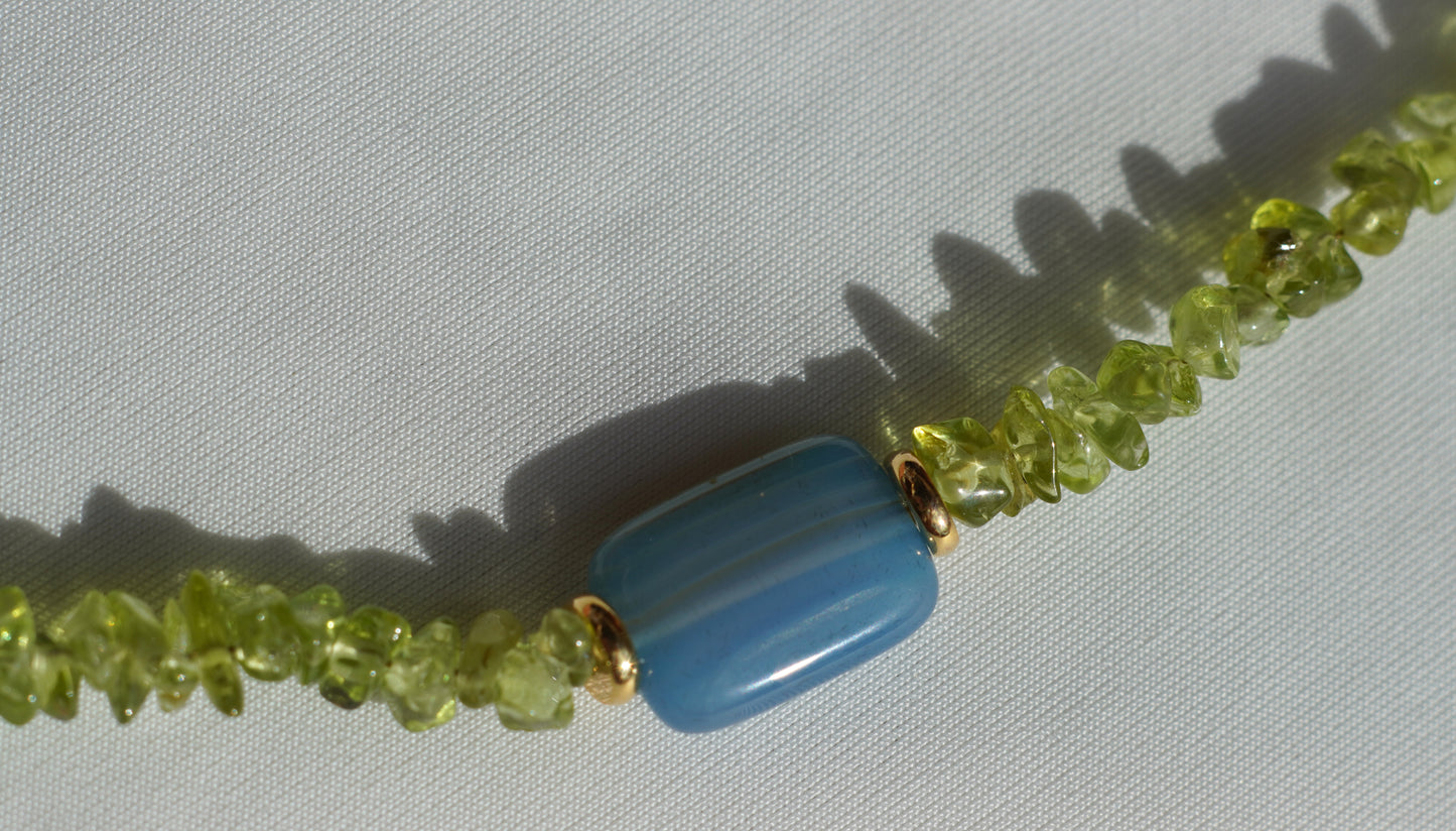 Green Peridot & Blue Agate Necklace