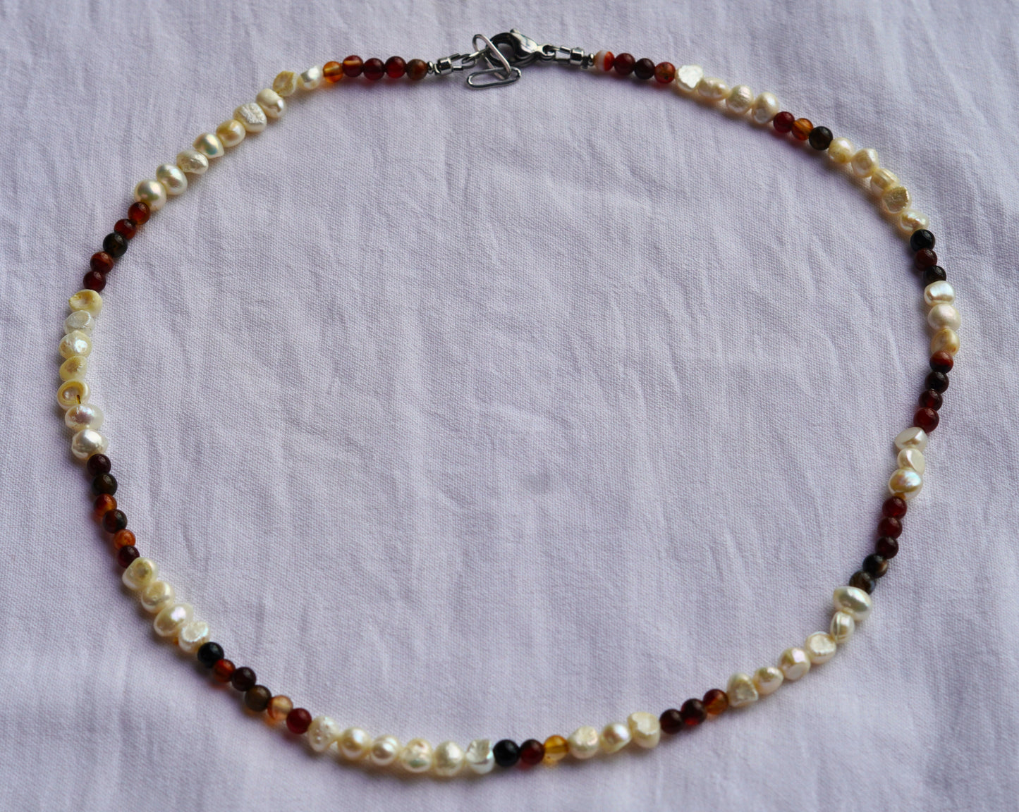 Fresh Water Pearl & Dream Agate Men's Necklace