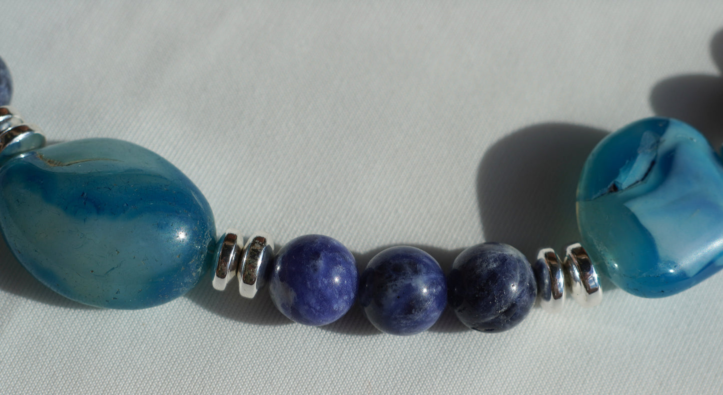 Sodalite & Agate Gawa Blue Necklace