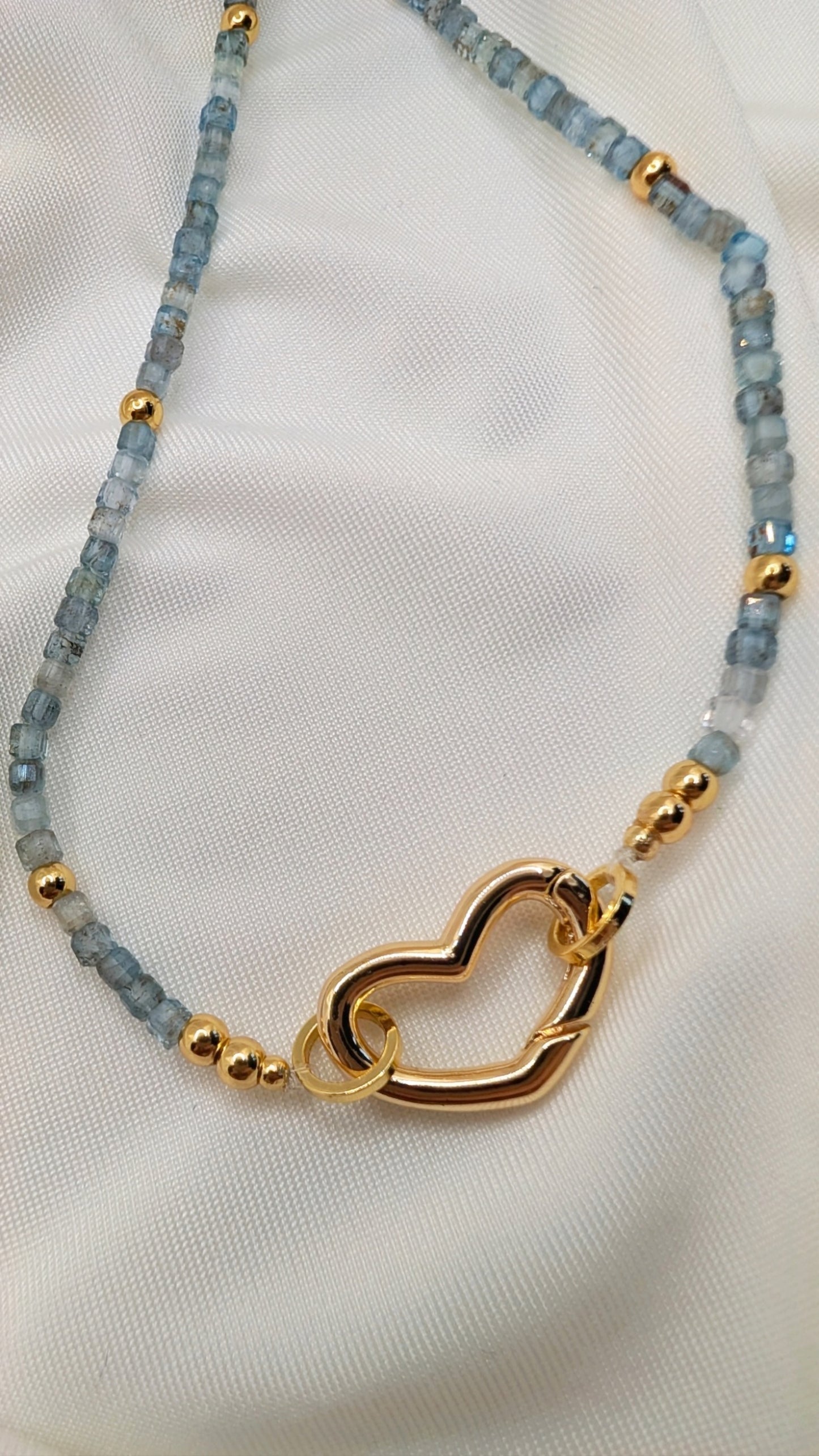 Apatite Necklace & 14k Golder Heart