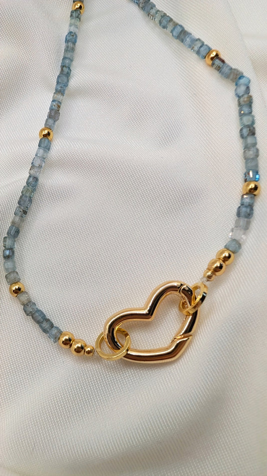 Apatite Necklace & 14k Golder Heart