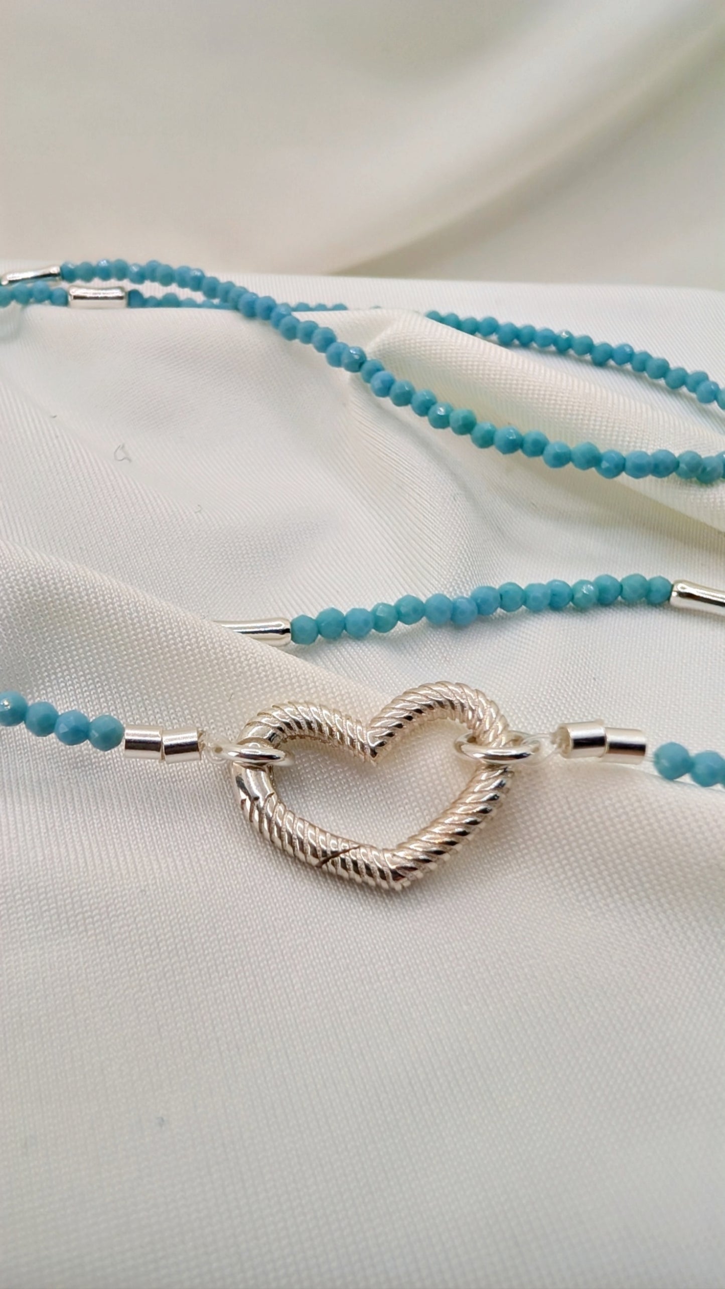 Turquoise Necklace & 925 Silver Heart Pendant
