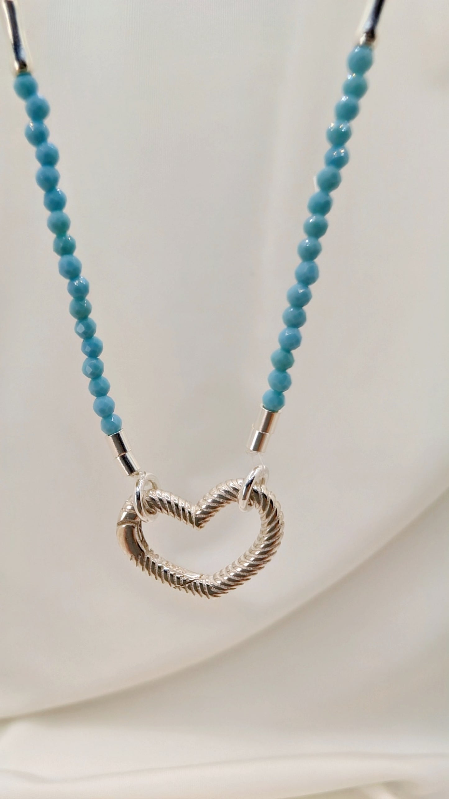 Turquoise Necklace & 925 Silver Heart Pendant
