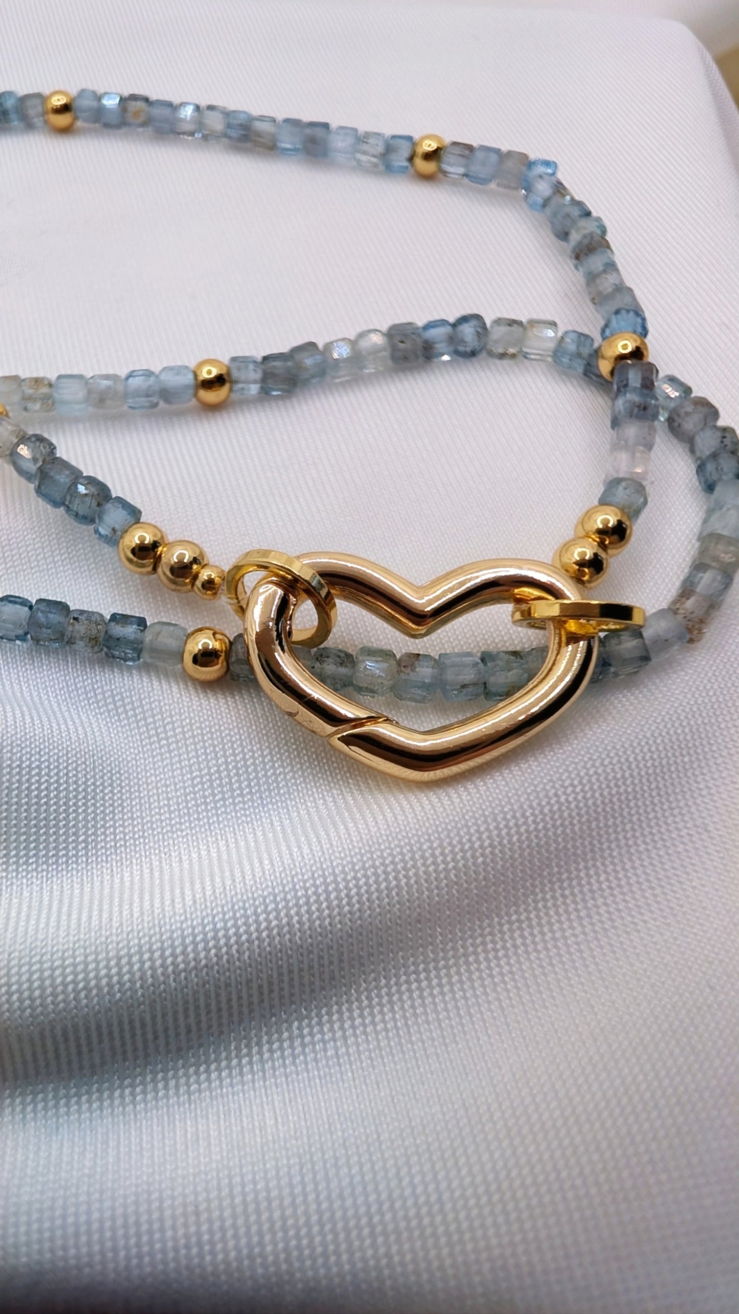 Apatite Necklace & 14k Golder Heart