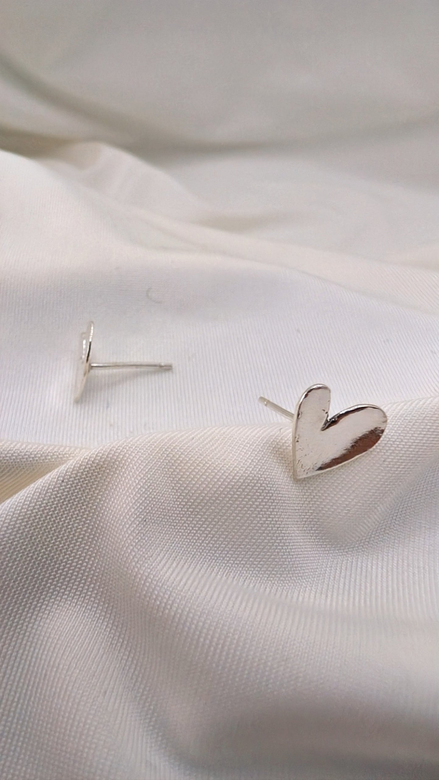 Fine Silver Heart Delicate Earrings