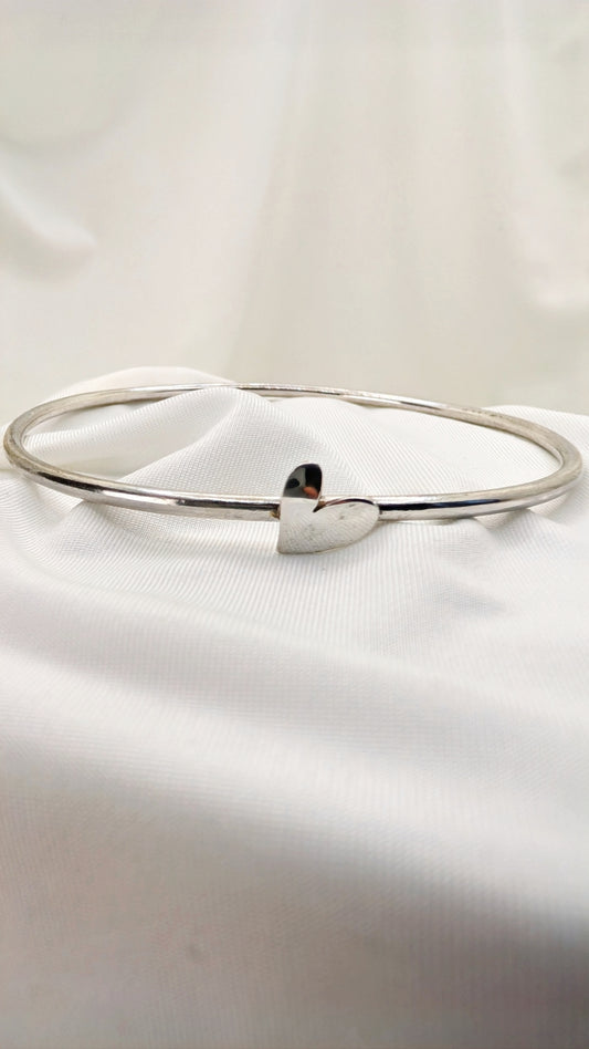 Silver Heart Bangle