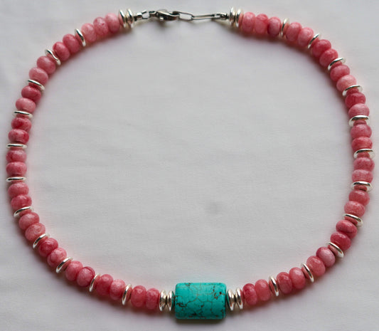 Turquoise & Pink Angel Necklace